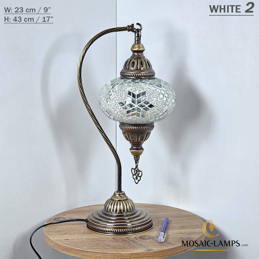 Mosaic Lamps - Wholesale Accent/Desk Lamp - 10+Colors - Gooseneck Large Globe Mosaic Table Lamp, Turkish87