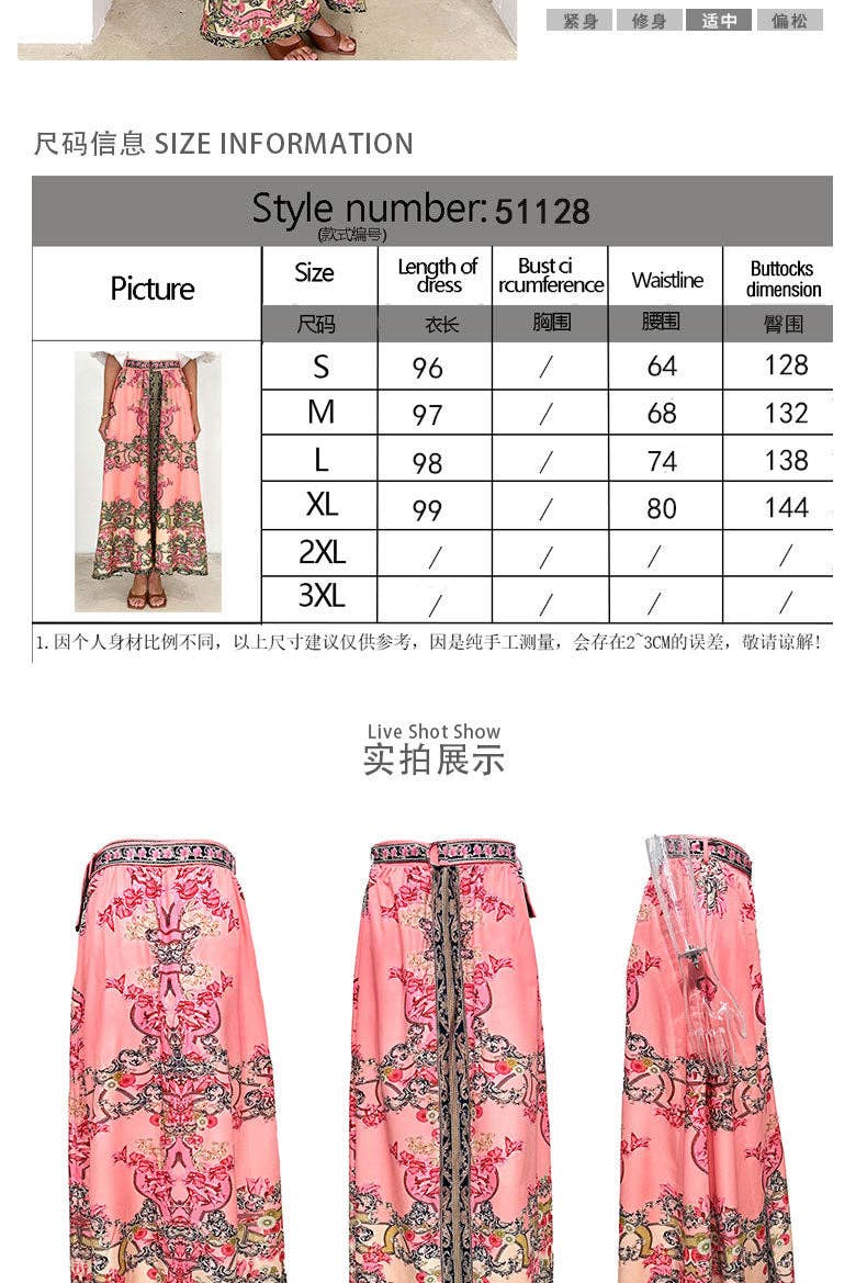 Como se muestra Falda Maxi Estampada Bohemia Primavera/Verano 2025 de venta al por mayor en Faire2