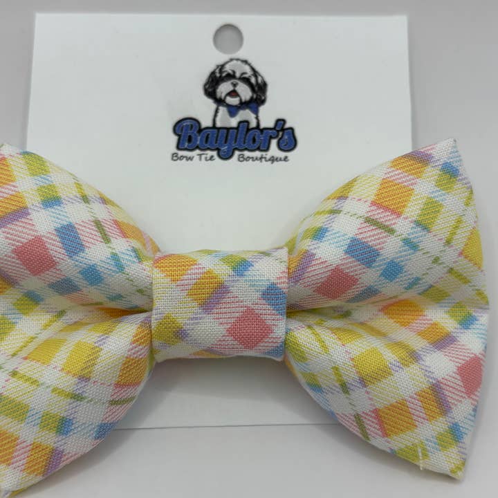 Spring Plaid Dog Bow Tie for wholesale by Baylor's Bow Ties