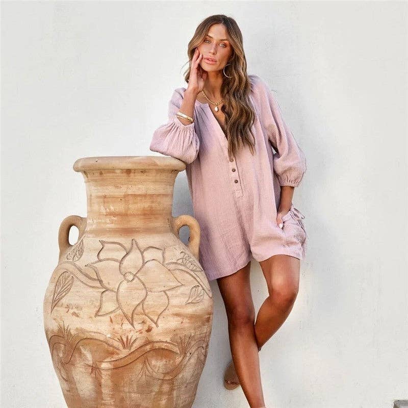 FurDecoration - Wholesale Romper - Women's - Casual Long Sleeve Jumpsuit With Oversized Pockets4