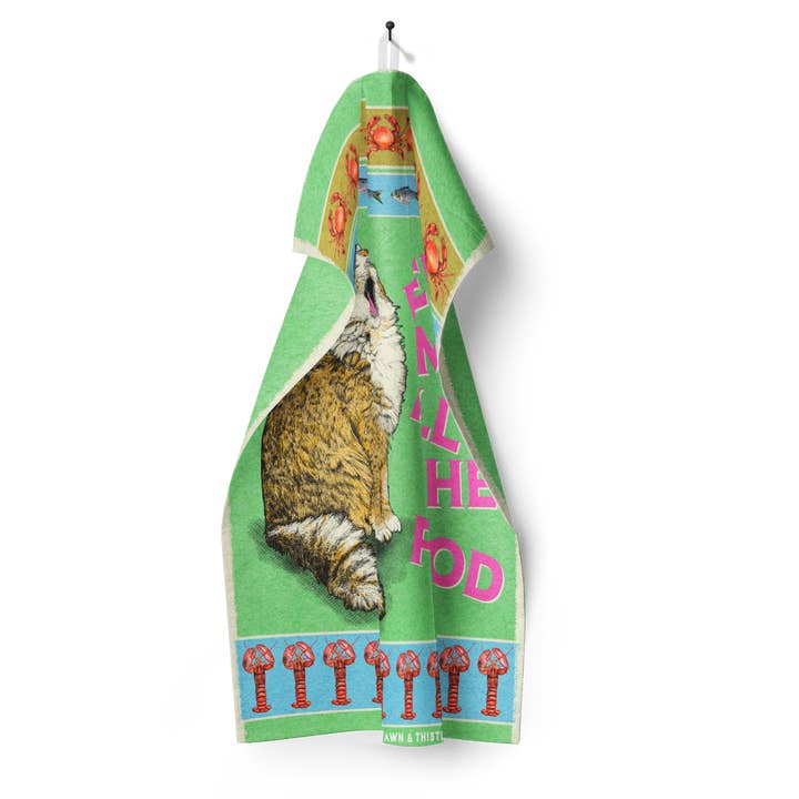 Fawn & Thistle Ltd (US Duties Paid) - Wholesale Tea Towel - Feed The Cat Tea Towel | 100% Cotton Dish Towel 2