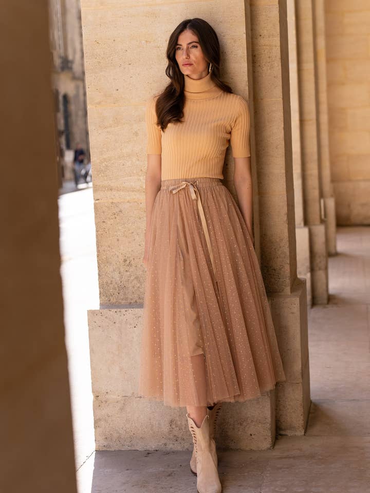Aria tulle skirt with glitter polka dots - CK08077-11 for wholesale by CHOKLATE PARIS (US DUTY-FREE)