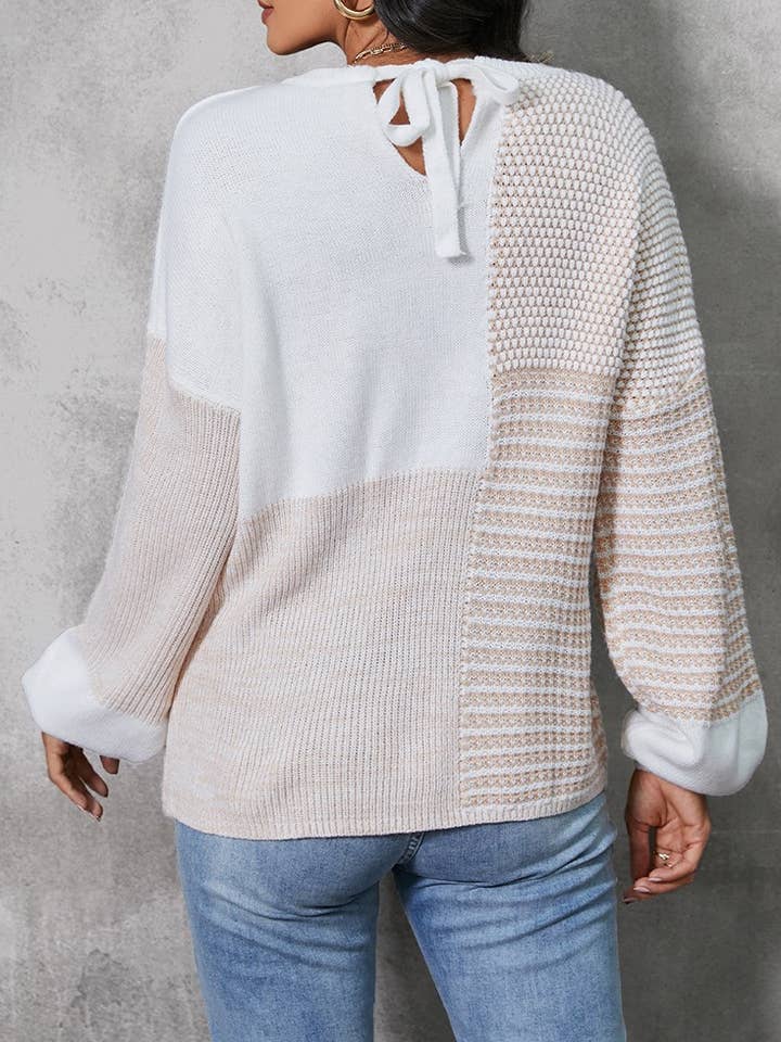 White Pullover crewneck long-sleeved knitted sweater for wholesale on Faire