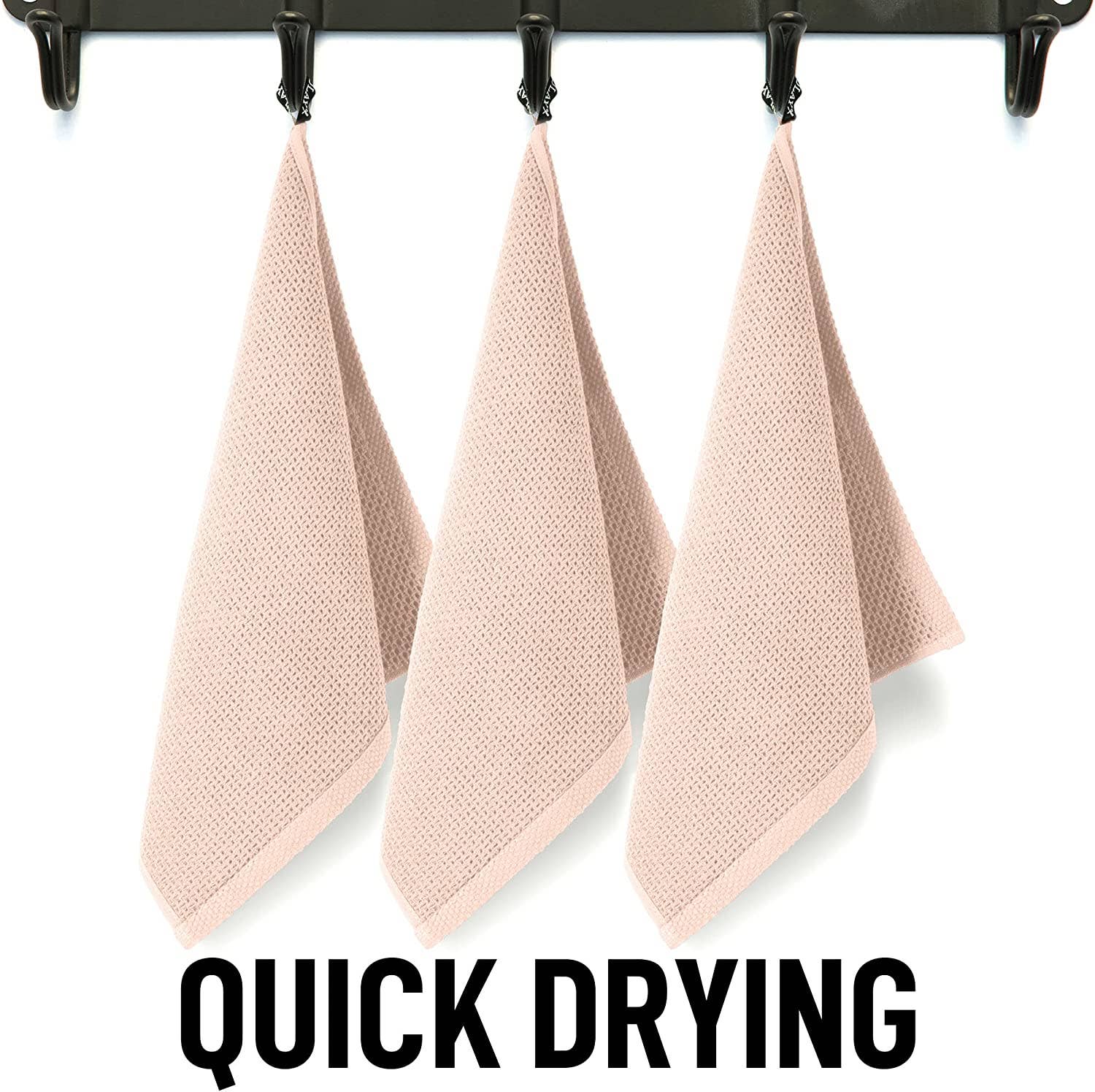 Zulay Kitchen - Vente Torchon - Torchons à vaisselle en tissu gaufré, 12 x 12 pouces (paquet de 3)16