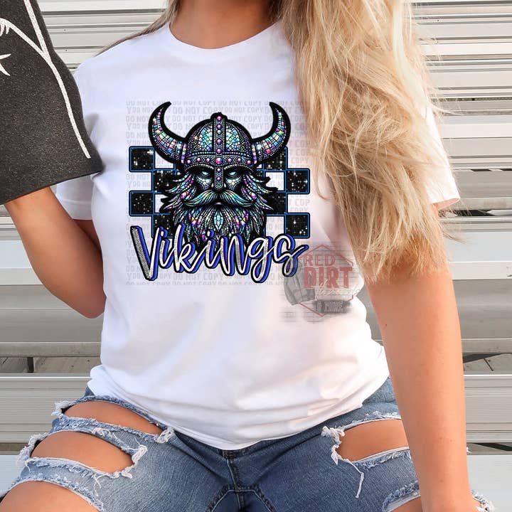 Vikings Faux Rhinestones DTF Transfer | Trendy School Spirit DTF Transfer | Ready to Press | High Quality DTF Transfers | Fast Shipping for wholesale by Red Dirt Transfers