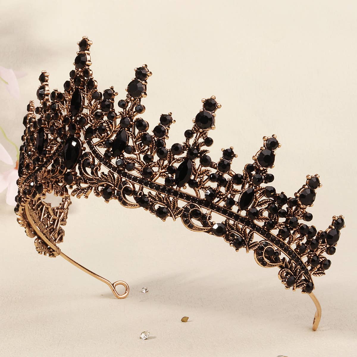 Tourtiwi - Wholesale Tiara - Women's - Obsidian Tiara Rhinestone Alloy Headdress Black Crown25