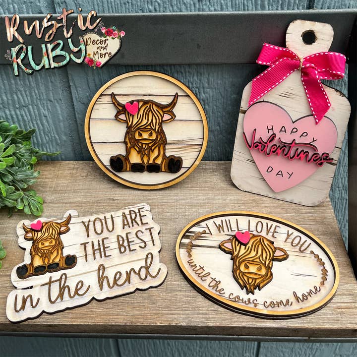 Highland Cow Sweeties Tier Tray Set for wholesale by Rustic Ruby Decor and More LLC