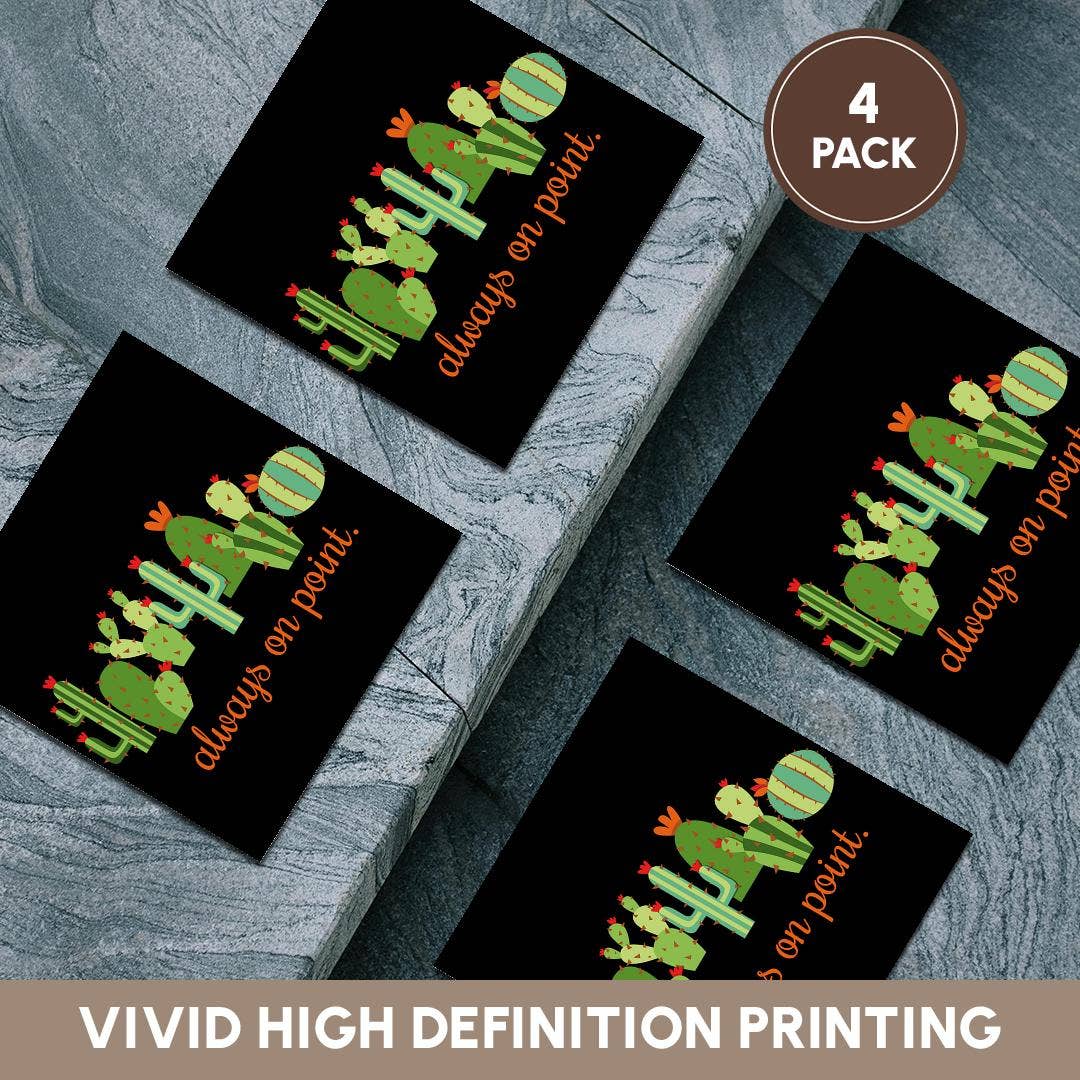 3dRose - Venta al por mayor Posavasos - 3dRose, Siempre en su punto con cactus. Letras naranjas sobre fondo negro., Posavasos5