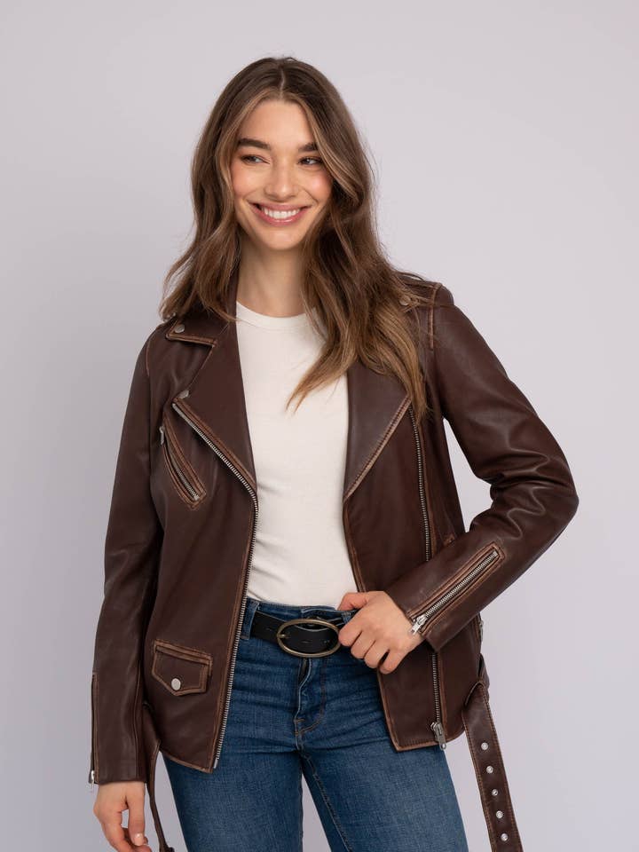 Amsterdam Heritage Leather Belts, Bags, Jackets & Apparel - Wholesale Leather Jacket - Women's - Berlin | Oversized Leather Biker Jacket3