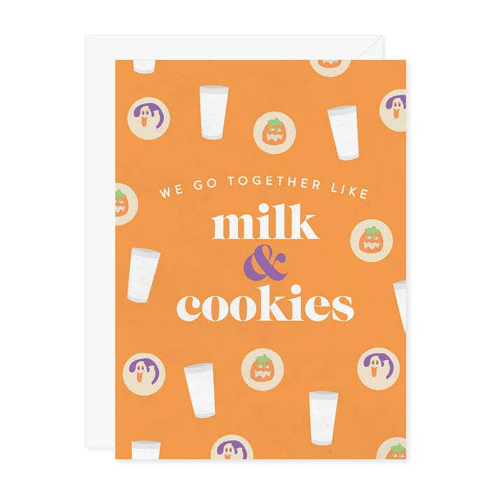 Carte de vœux d'Halloween We Go Together Like Milk & Cookies pour la vente par Carmela & Co.