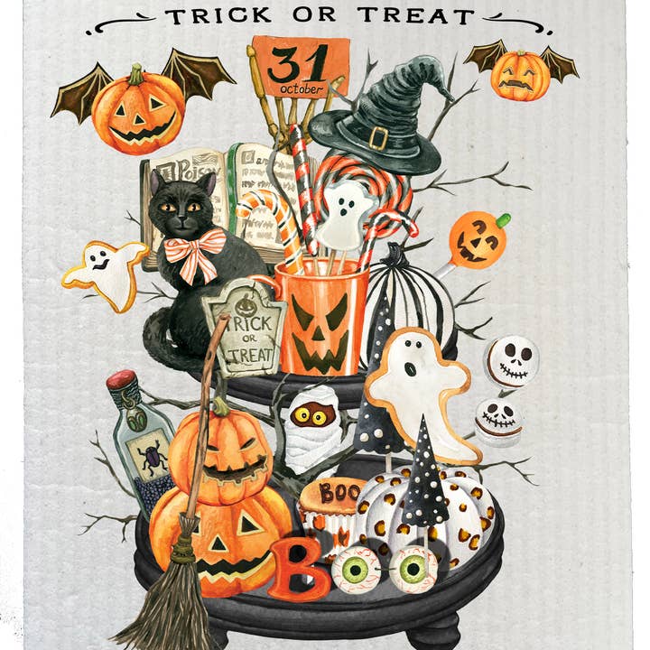 Trick or Treat - Vassoio da portata svedese a 2 ripiani per la vendita all'ingrosso da parte di Avery Lane Gifts