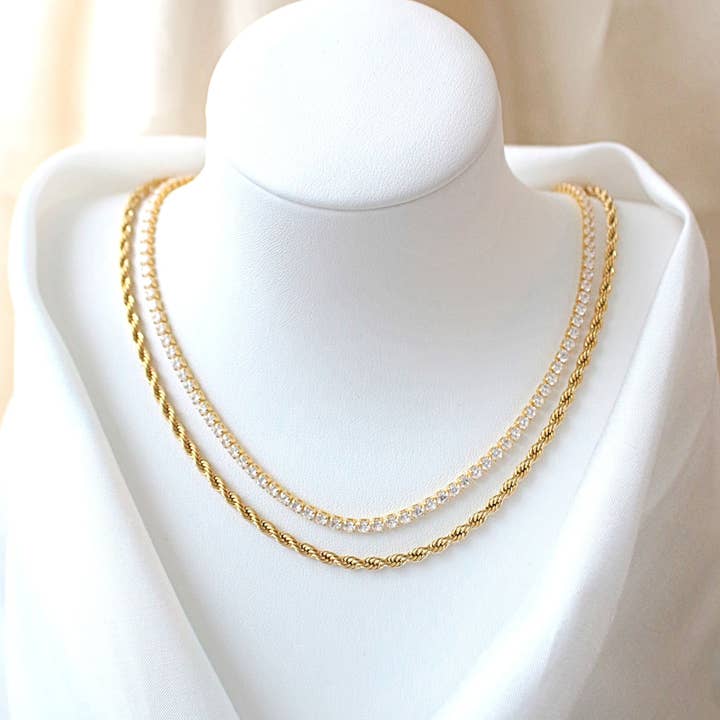 Divine Dulcet - Wholesale Link & Chain Necklace - 24K Twisted Rope Chain Necklace3