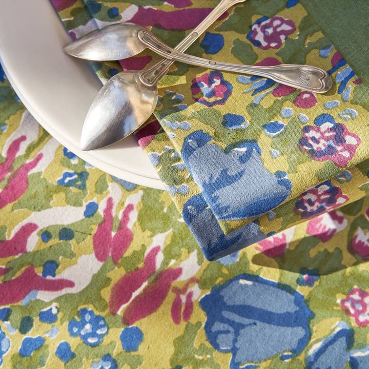 Couleur Nature - Wholesale Tablecloth - Jardin Blue & Vert | Tablecloth