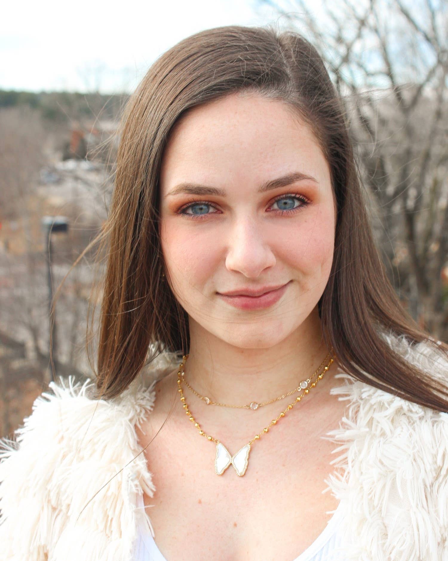 Beaded by Meg - Wholesale Pendant/Charm Necklace - Cloud Nine- Gold Beaded Mother of Pearl Butterfly Necklace2