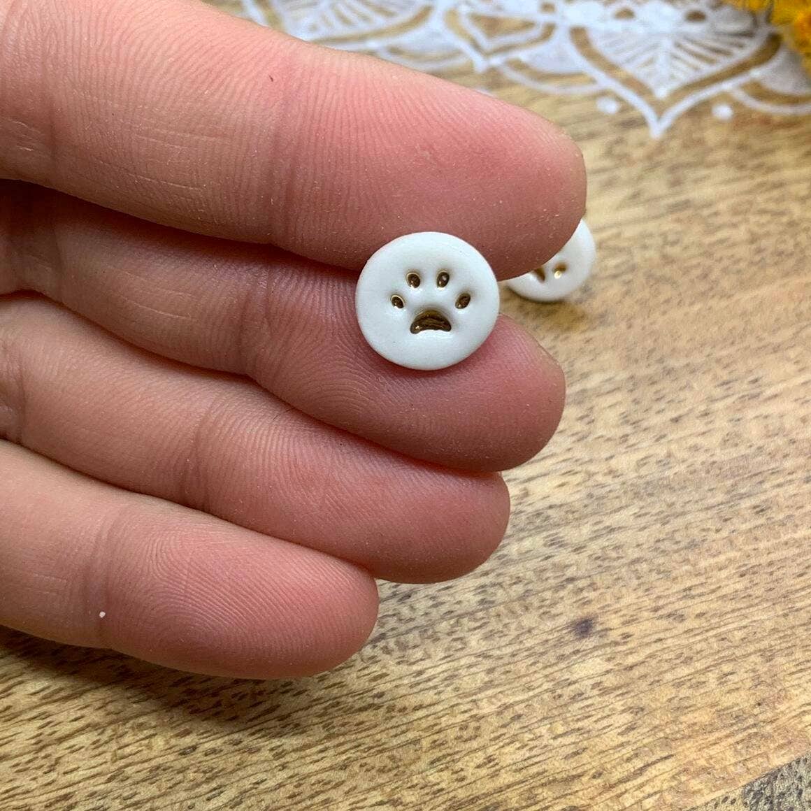 Wolf and Clay Pty Ltd - Wholesale Stud/Post Earrings - Paw print in Gold - Porcelain Stud Earrings7