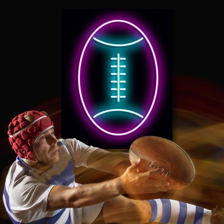 LED Neon Sign Rugby Ball with Remote Control for wholesale by Mad About Neon
