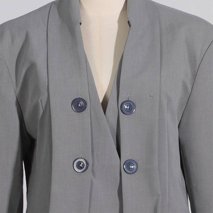 GREY Elegant Solid Blazer with Button Patch Design_CWOCO1242 for wholesale on Faire4