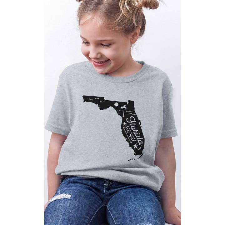 Florida State Outline Kids Graphic Tee for wholesale by Kids By Kissed Apparel
