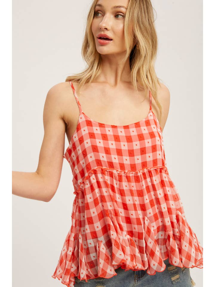 Bluivy - Venta al por mayor Camisola - Mujer - CAMISOLA BAJO FRUNCIDO DE GASA A CUADROS2