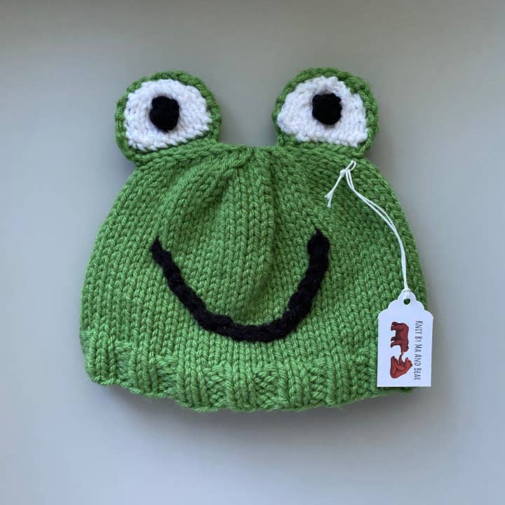 Knit By Ma and Bear - Wholesale Newborn/Knit Hat - Baby - Frog hat; hand knit baby infant hats beanie newborn toddler