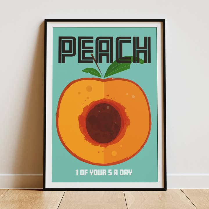 Peach 1 of your 5 a day - Food print for wholesale by Mr Watson Design
