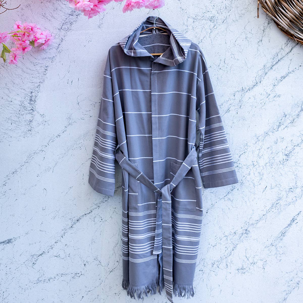 Kikoya – wholesale Robe – Unisex – Terrybacked Bathrobe Turkish Cotton Light Weight Hood Quick 46