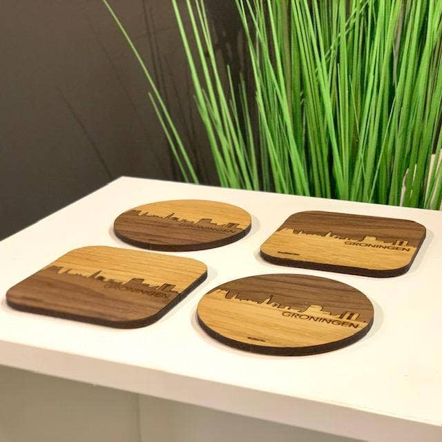 Porta-copos Skyline Groningen Luxo por atacado de WoodWideCities