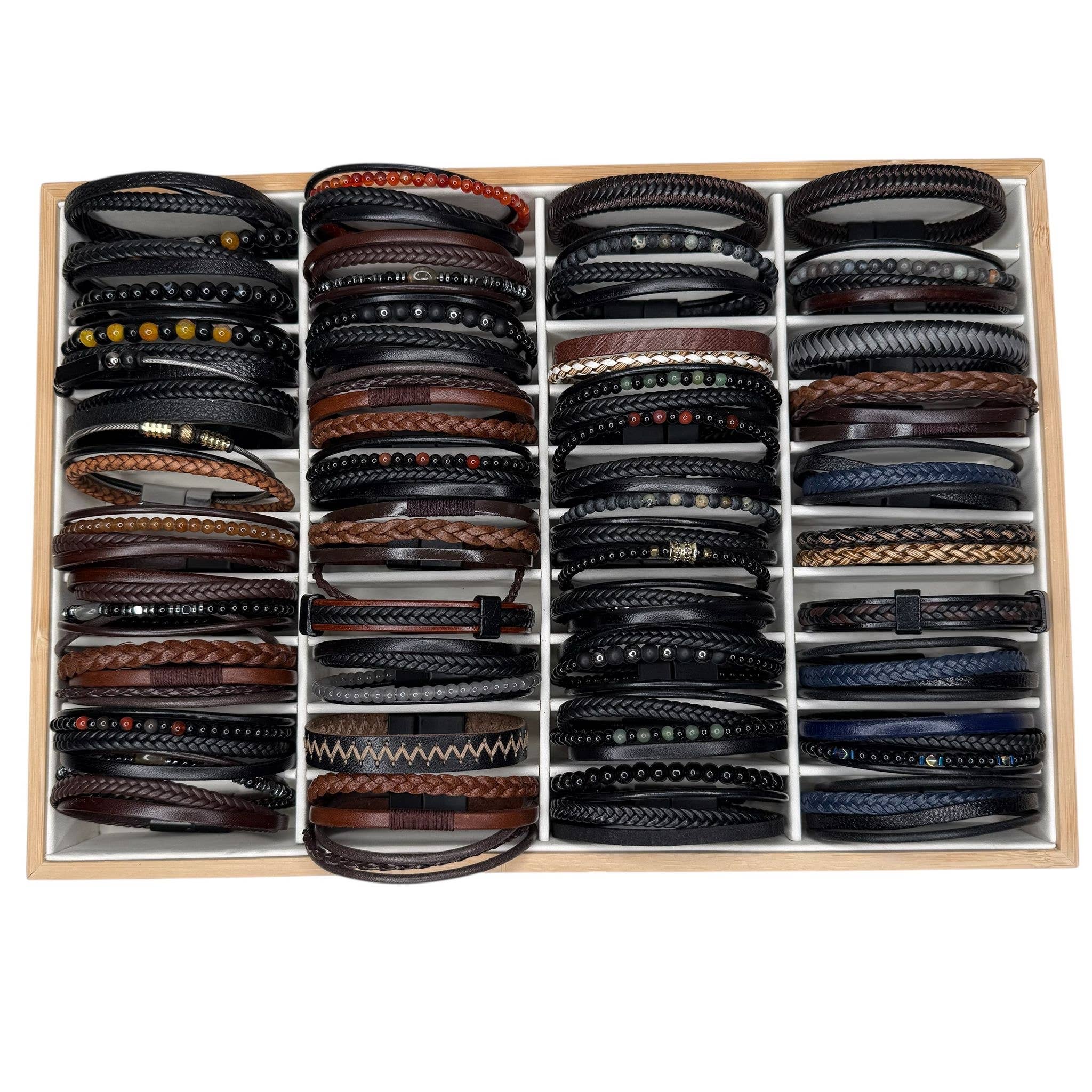 Loli – wholesale Cuff bracelet – Men’s Leather & Bead Bracelet Mix – 48 Piece Display1