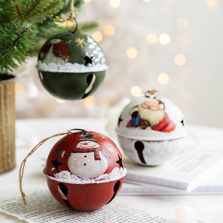 Vintage Iron Christmas Tree Painted Bell Ornament for wholesale by UZ Wholesale Store