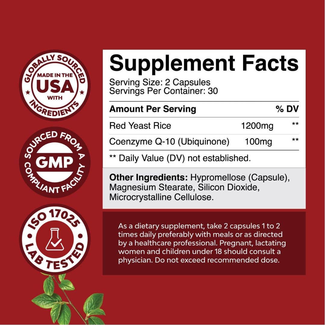 Nature's Craft - Wholesale Oral Supplement/Vitamin - Red Yeast Rice + CoQ10 – Heart Support Formula2