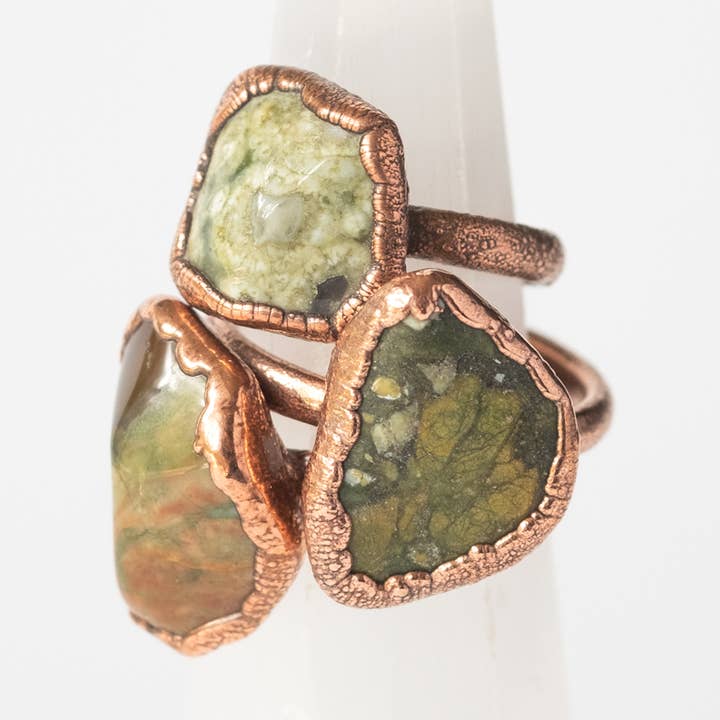 The Cyprus Cabinet - Wholesale Cocktail/Statement Ring - Jasper Crystal Stacking Ring | Recycled Copper0