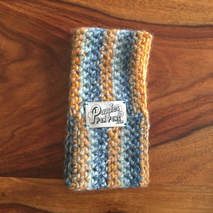 Ombré Blue / Orange Crochet Dog Snood / Buff for wholesale by Puppies & Pom Poms