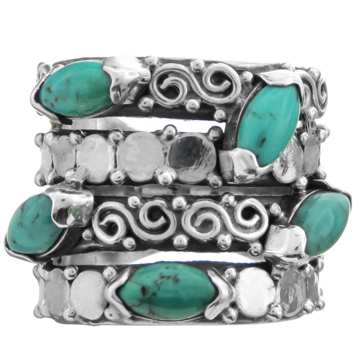 FifiRose - Vendita all'ingrosso Anelli cocktail/statement - Anello impilabile in filigrana d'argento marquise turchese 925, 3/4"1