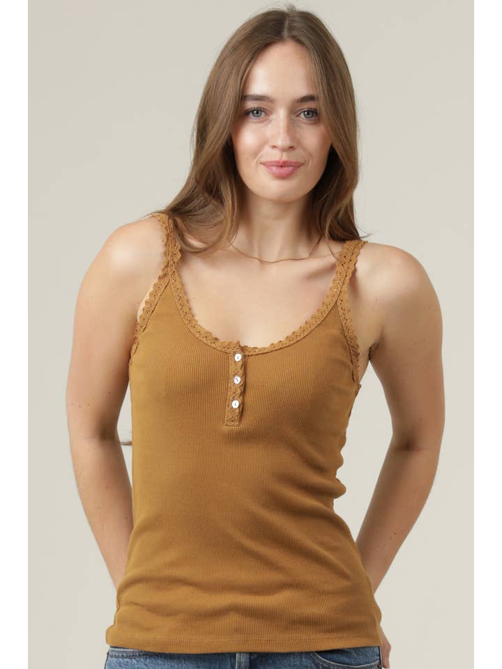 ANGIE - Wholesale Camisole - Women's - X2AG9-ASIS LACE TRIM RIB KNIT CAMI1