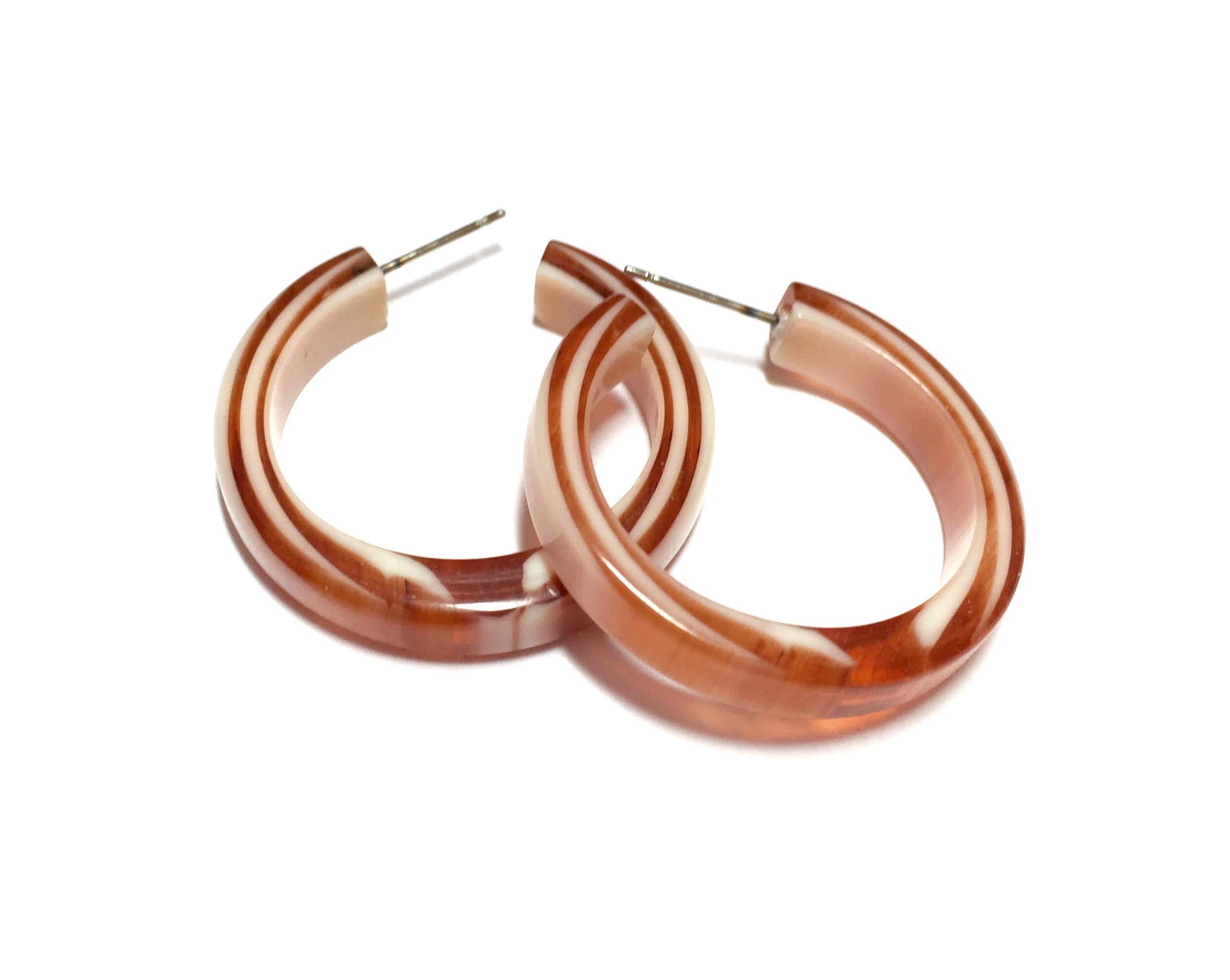 Leetie Lovendale - Wholesale Hoop Earrings - Tortoise & Ivory Marbled PinUp Lucite Hoop Earrings4