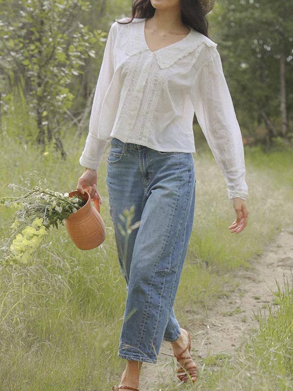 Long Sleeve Cotton Voile Button Down Top - Etienne Top for wholesale by Atèlette