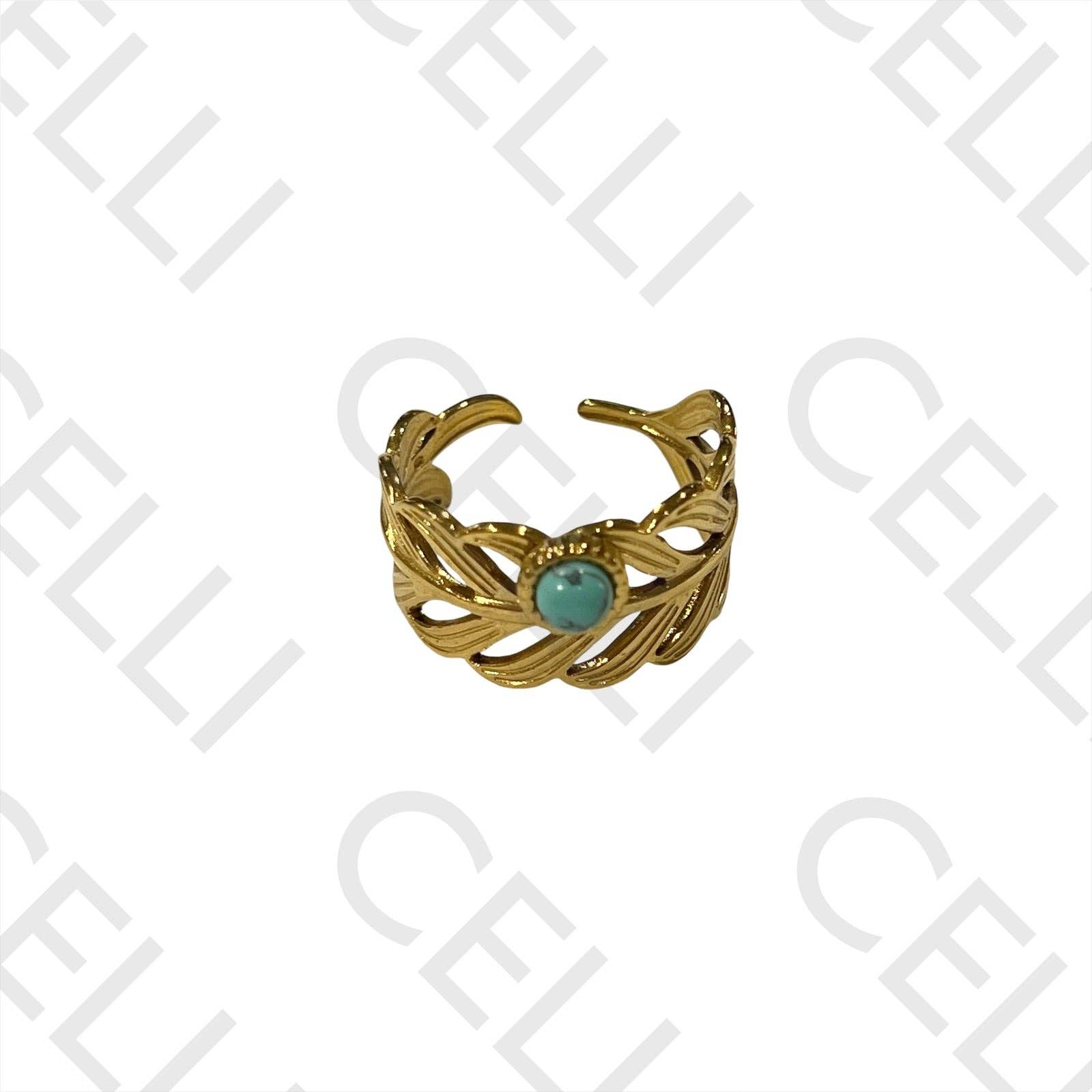 Celli Biju - Wholesale Band/Stacked Ring - Steel Ring - sheet with natural stone0