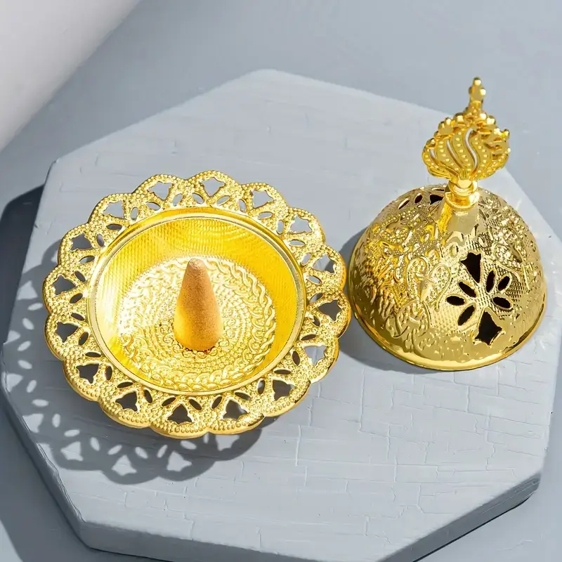 Magnifique Hearts - Wholesale Incense Holder - Middle Eastern Golden Incense Burner, Elegant Ornamental3