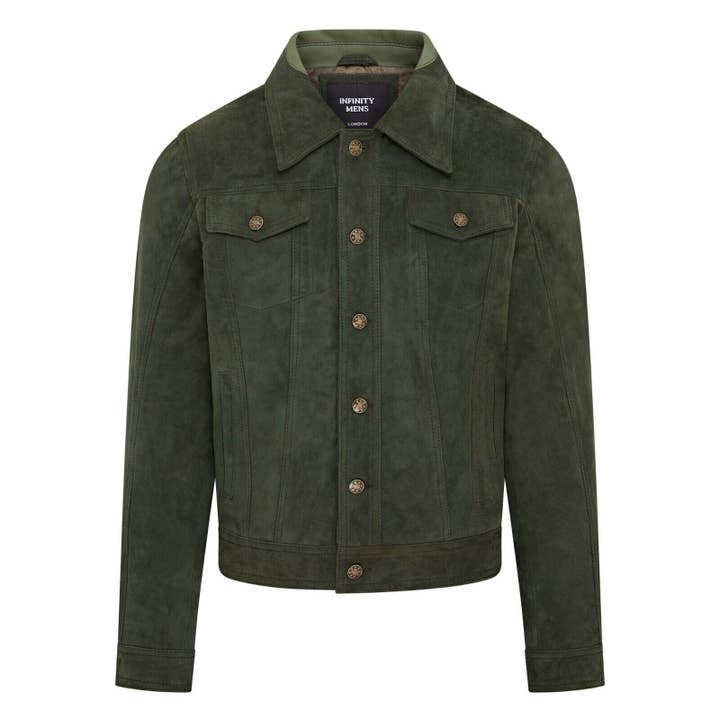 Infinity Leather (Upperclass Fashions Ltd) - Wholesale Denim Jacket - Men's - Mens Trucker Goat Suede Western Leather Jeans Jacket - Yangon