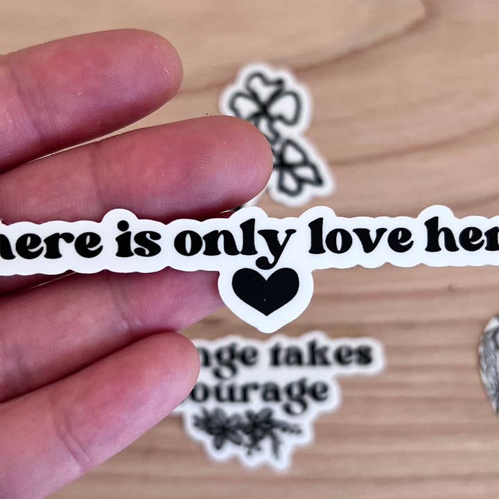 there is only love here | 4.0" x 0.8" Die Cut Sticker for wholesale by Tonie Productions