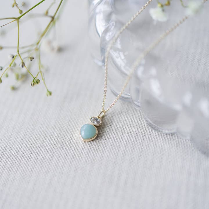Anastasia Necklace-amazonite/clear for wholesale by Glee Jewelry
