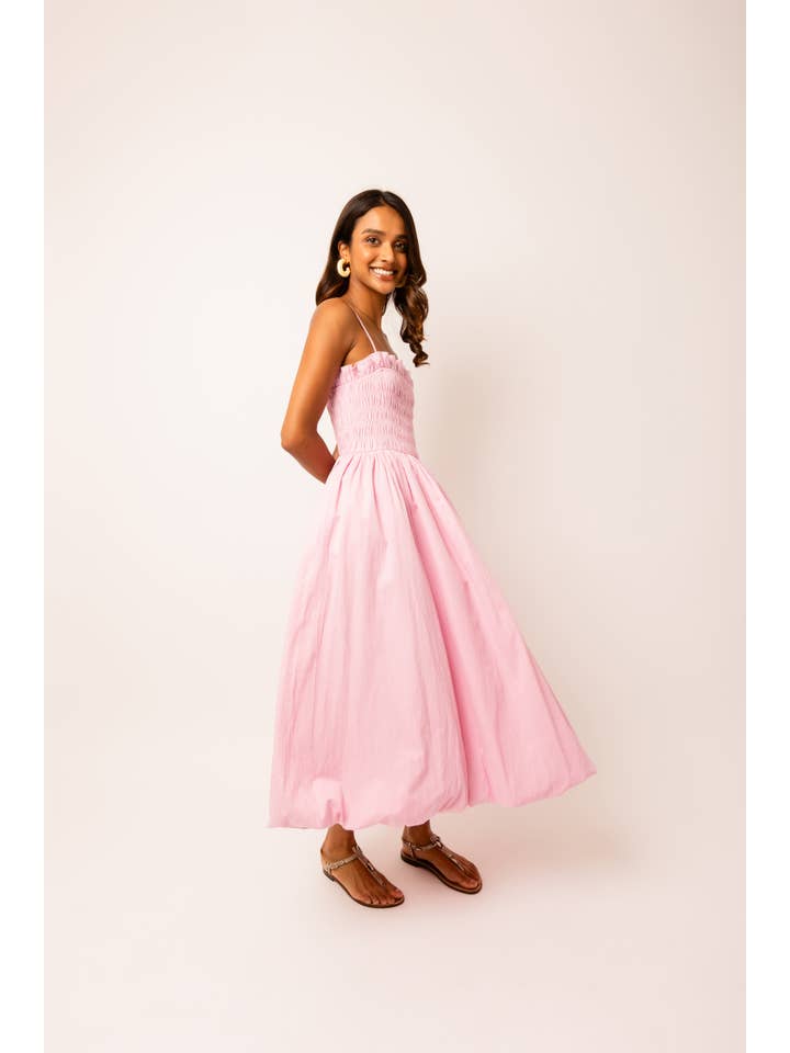 Polly Pink Stripe Puffball Dress for wholesale on Faire6