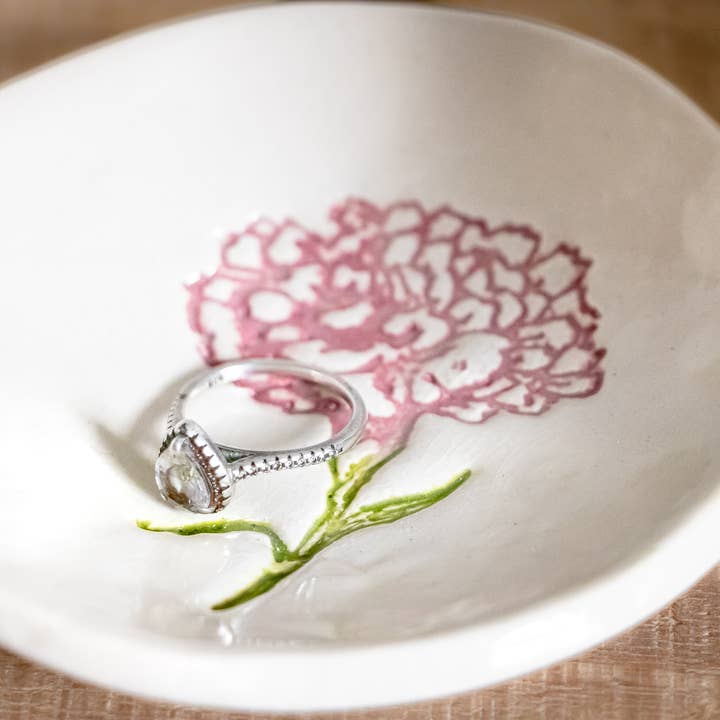 Prodigal Pottery - Wholesale Jewelry Dish - Birthflower Ring Dish