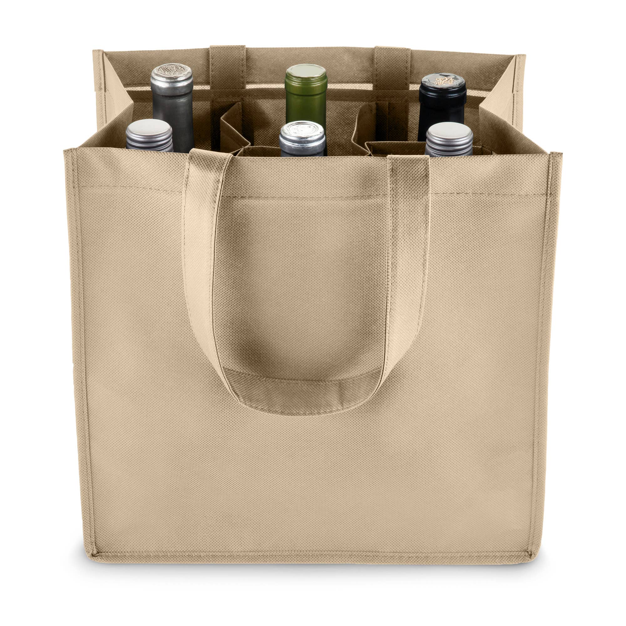 TRUE - Wholesale Wine Tote - Reusable 6 Bottle Non Woven Fabric Wine Tote ASST COLORS10