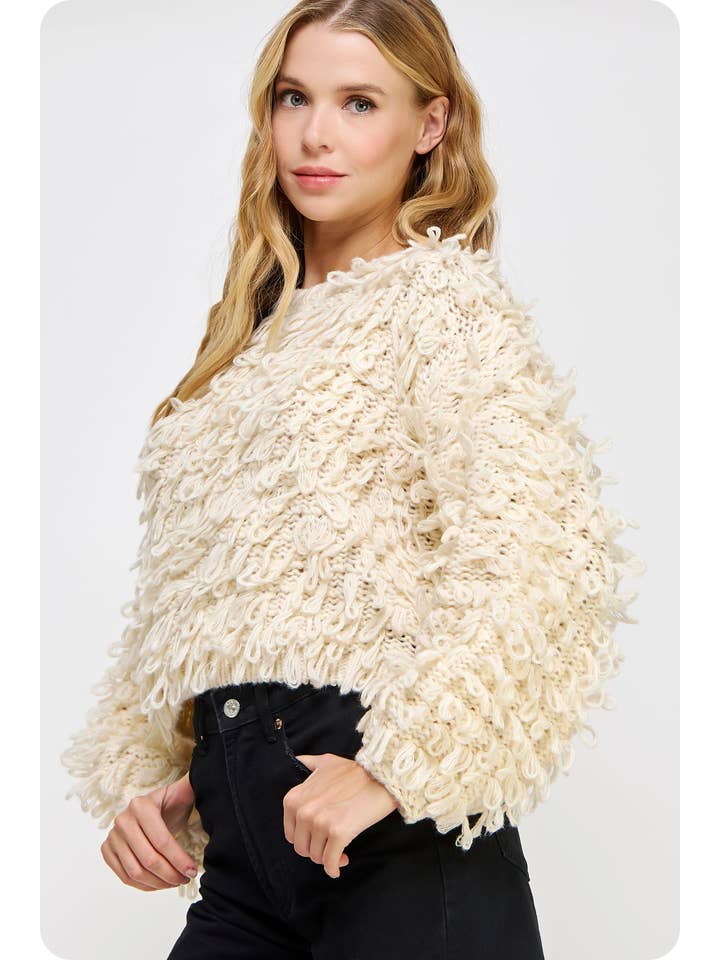 Strut & Bolt – wholesale Tunikatröja - Dam – Stickad Fringe Shaggy tröja15