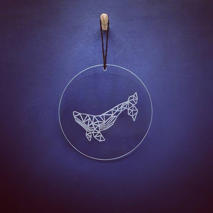 Geometric Whale Glass Engraving for wholesale by Nathan-michael Crafts