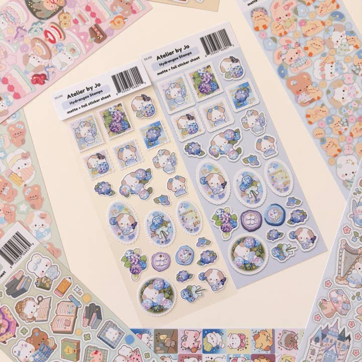 Atelier by Jo - Wholesale Sticker - Hydrangea Stamps Sticker Sheet