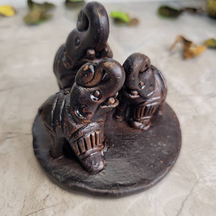 Elephants Ceramic Incense Holder Small Clay Incense Holder for wholesale by My Magic Place Shop