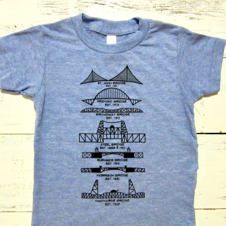 Portland Bridges baby and kids t-shirt for wholesale by Sweetpea and Boy
