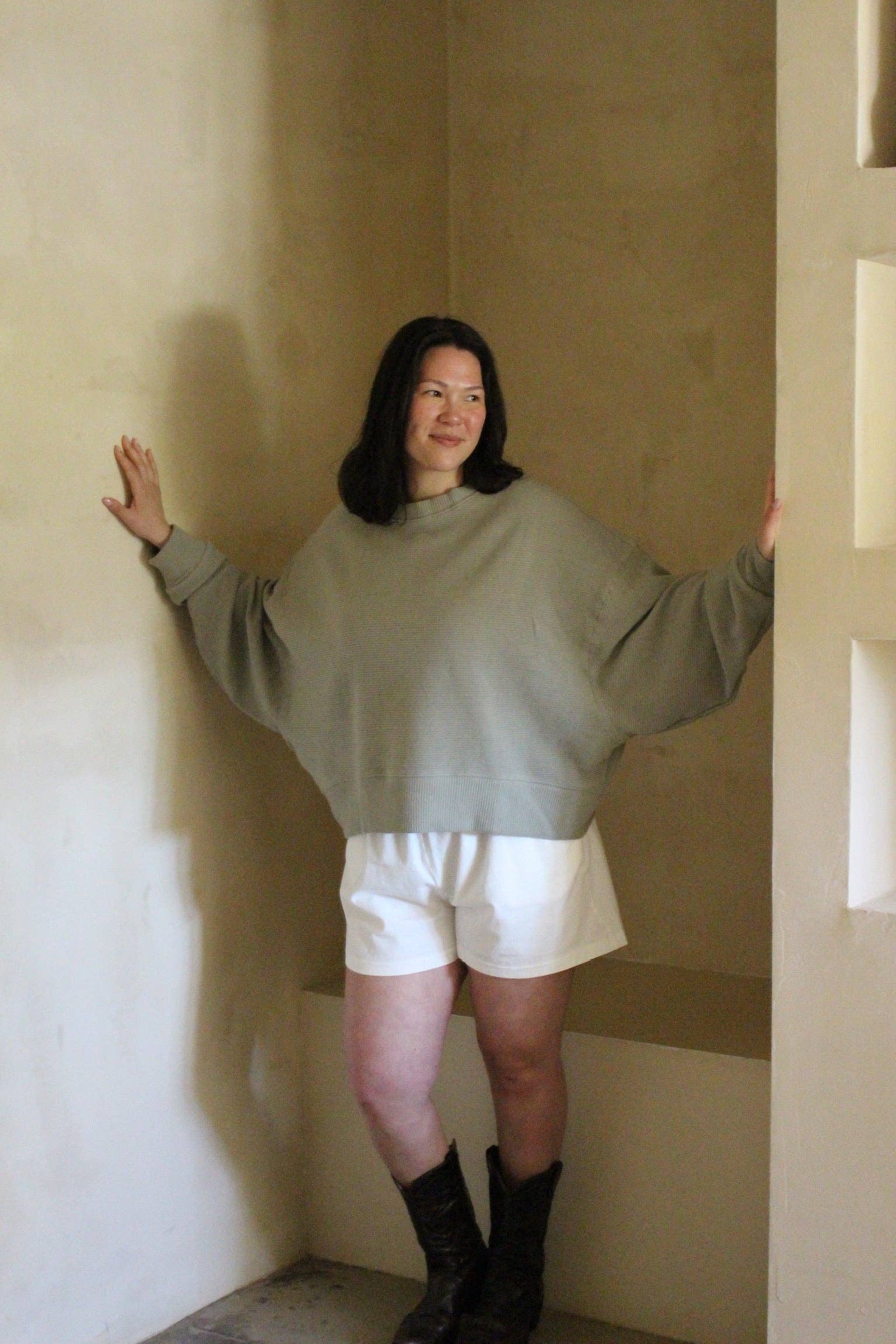 Na Nin – Großhandel Strickpullover – Damen – Margot Kurzes Sweatshirt aus Baumwolle mit Riffelmuster12